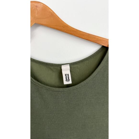 Wendy Trendy Lagenlook Olive Green Cotton Micro Stripe Maxi Dress one size - Picture 7 of 8